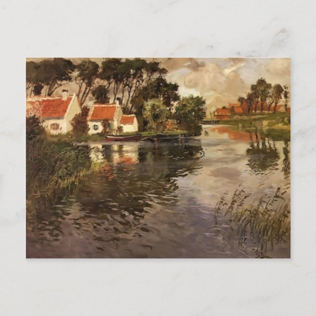Cottages by a River by Frits Thaulow Postcard (Front)