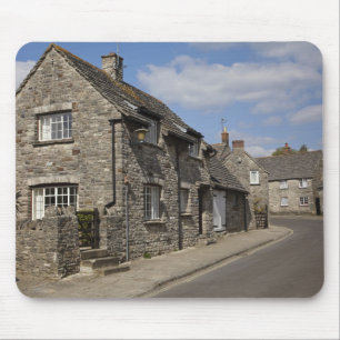 Cottages, Corfe Castle village, Dorset, England, Mouse Mat