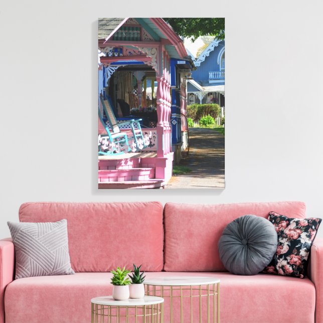 Cottages in a Row - Martha's Vineyard Canvas Print (Insitu(LivingRoom))