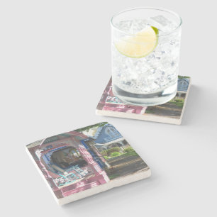 Cottages in a Row - Martha's Vineyard Stone Coaster