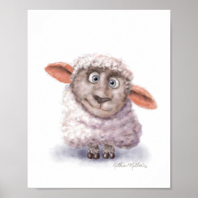 Cotton Ball Sheep Cartoon Poster (Front)