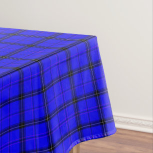 Cotton & Black Lines Country Blue Tartan Plaid Tablecloth