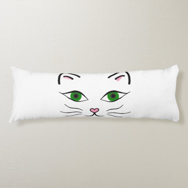 Cotton Body Pillow 20"x54" - Kitty Face (Front)