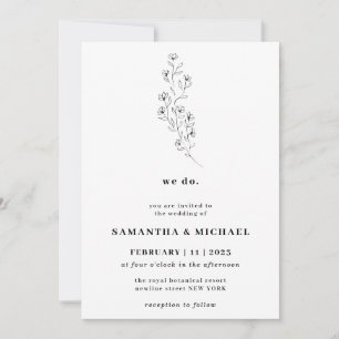 Cotton Boho White Clear Botanical we do Invitation