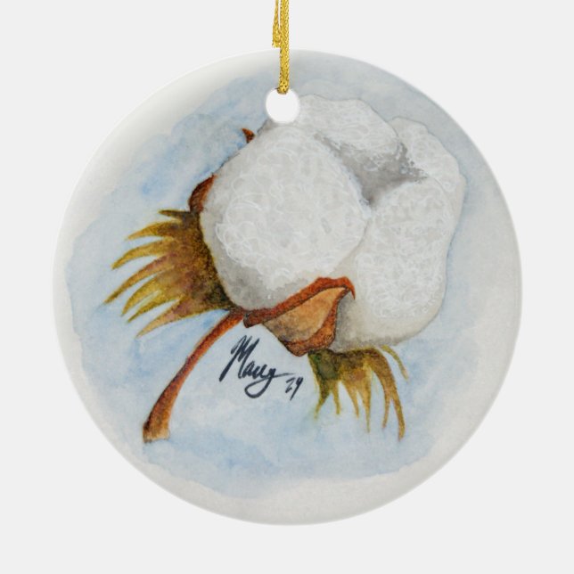 Cotton Boll Ceramic Tree Decoration (Back)