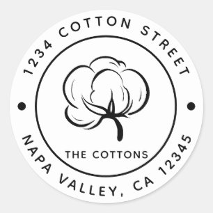 Cotton Boll   Create Your Own Return Address Classic Round Sticker