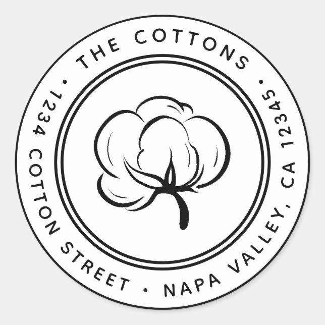 Cotton Boll Icon Return Address Classic Round Sticker (Front)