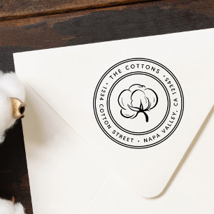 Cotton Boll Icon Return Address Self-inking Stamp