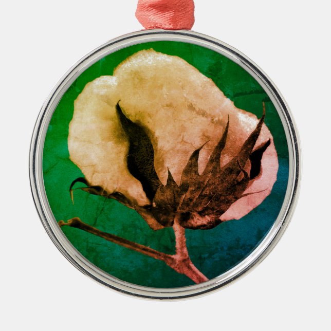 Cotton Boll Metal Tree Decoration (Front)