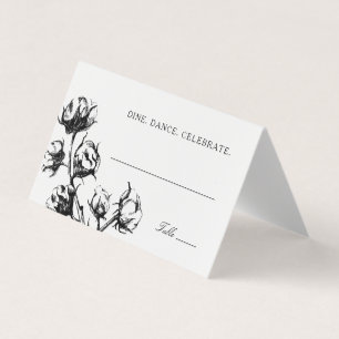 Cotton Boll Plant Drawing Wedding Seating Cards