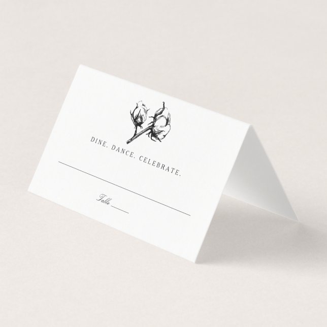 Cotton Boll Plant Wedding Escort Place Card (Front)