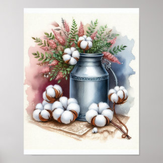 Cotton Bouquet in a Milk Can 6 Poster
