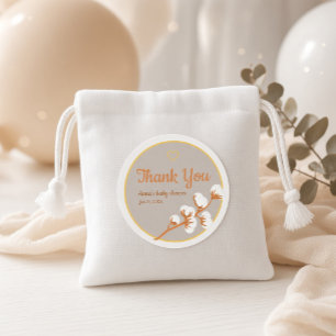 Cotton Branch Baby Shower Classic Round Sticker