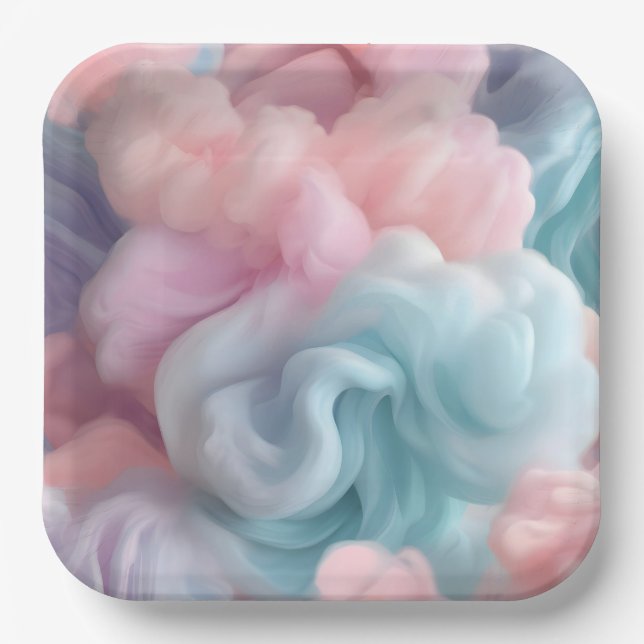 Cotton Candy Abstract Paper Plate (Front)