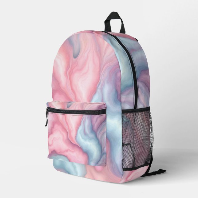 Cotton Candy Abstract Printed Backpack (Back Corner Right)