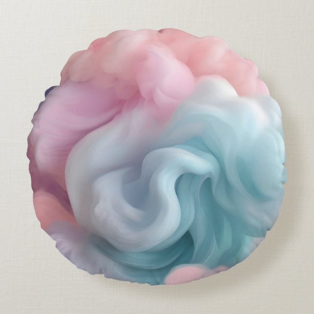 Cotton Candy Abstract Round Cushion (Front)
