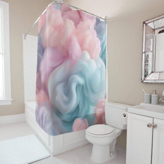 Cotton Candy Abstract Shower Curtain (In Situ)