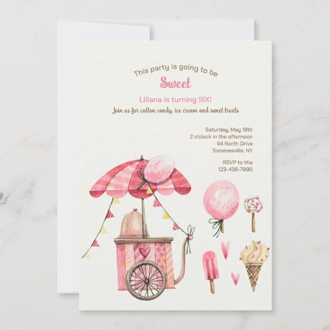 Cotton Candy and Treats Invitation (Front)