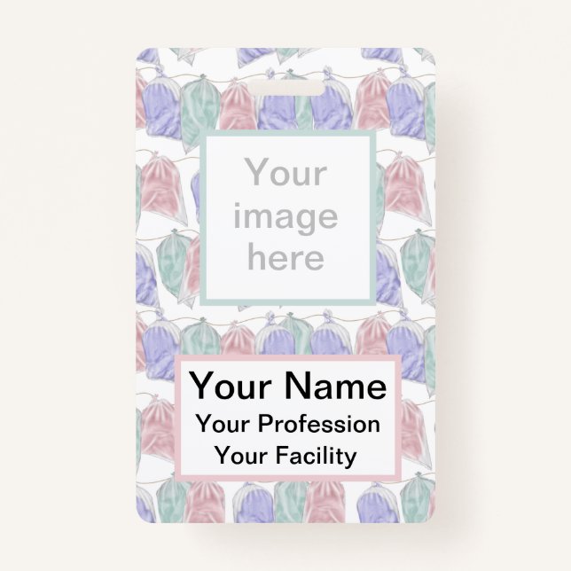 Cotton Candy Bags on String Badge ID Badge (Front)