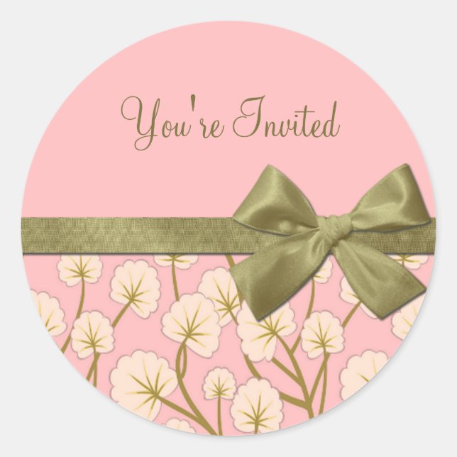 Cotton Candy Bouquet Party Invitation Classic Round Sticker (Front)