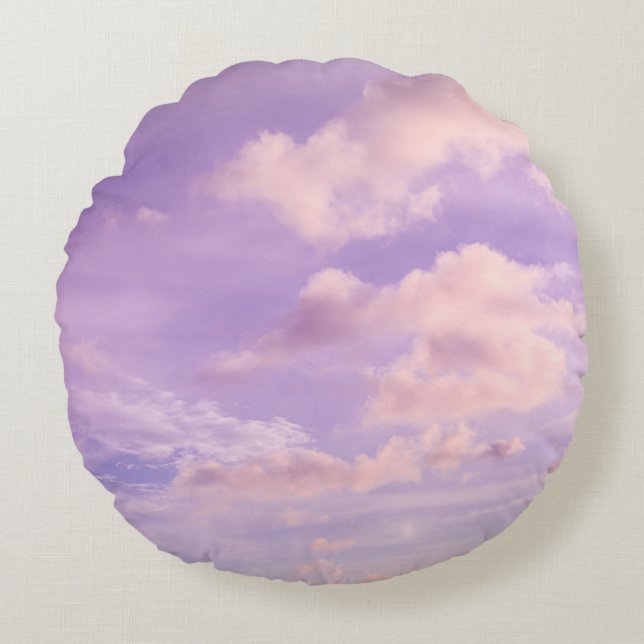 Cotton Candy Caribbean Clouds 1 Round Cushion (Front)
