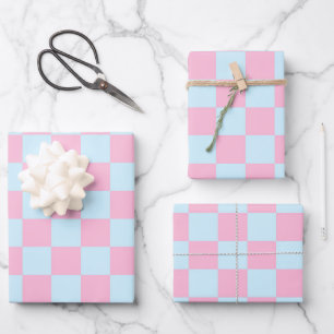 Cotton Candy Checkerboard Wrapping Paper Sheet