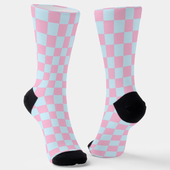 Cotton Candy Chequerboard Socks (Angled)