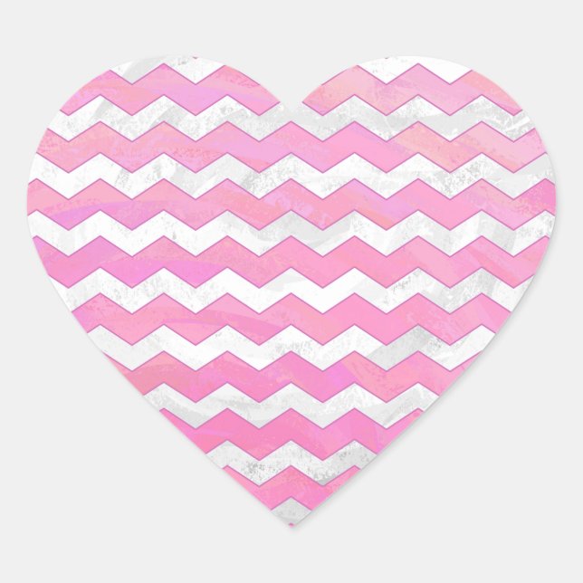 Cotton Candy Chevon Pattern Heart Sticker (Front)