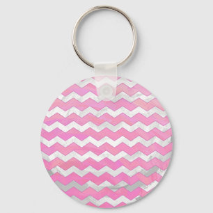 Cotton Candy Chevon Pattern Key Ring