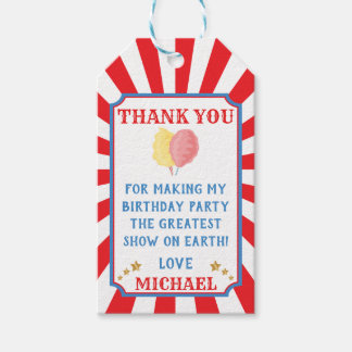 Cotton Candy Circus Carnival Birthday Favour Tag