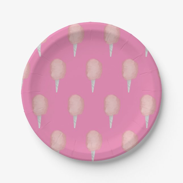 Cotton Candy Circus Carnival Pink Party Paper Plate (Front)