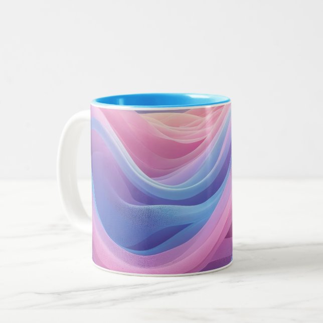 Cotton Candy Cloud Waves Two-Tone Coffee Mug (Front Left)