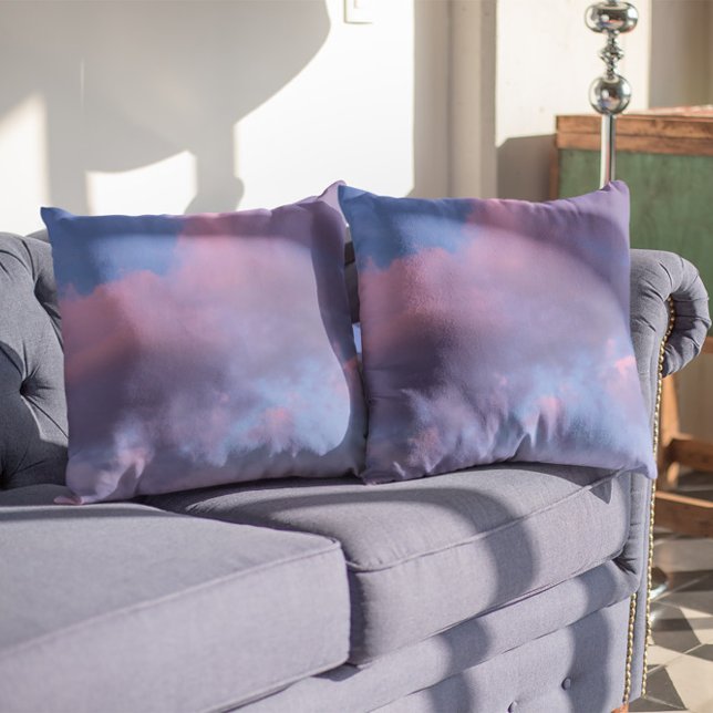 Cotton Candy Clouds at Sunset Cushion (Cotton Candy Clouds at Sunset Throw Pillow)