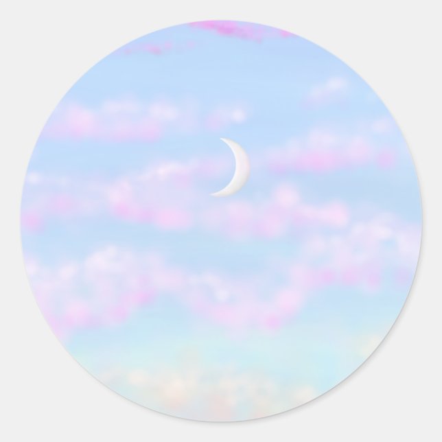 Cotton Candy Clouds Evening Magnet Classic Round Sticker (Front)