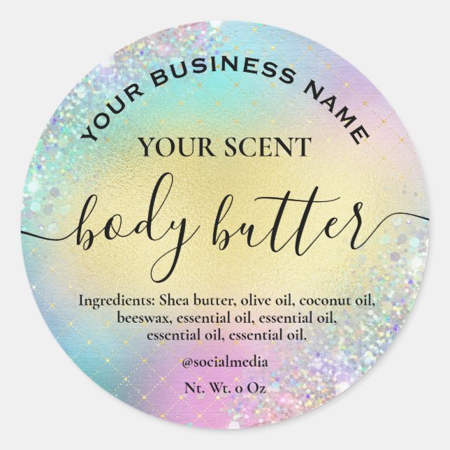 Cotton Candy Coloured Gold Body Butter Labels (Front)