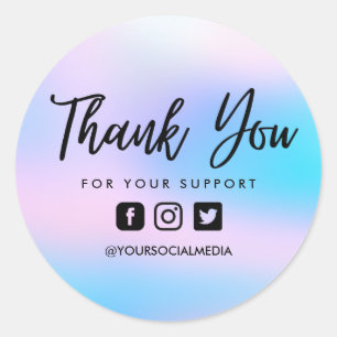 Cotton Candy Custom Thank You Social Media Classic Round Sticker