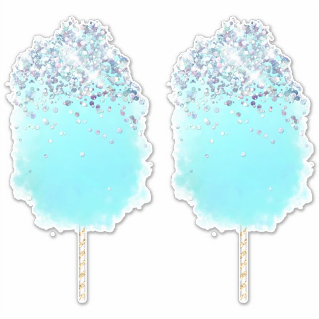 Cotton candy cute blue and silver glitter  (Front)