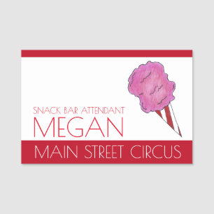 Cotton Candy Floss Carnival Circus Snack Bar Food Name Tag