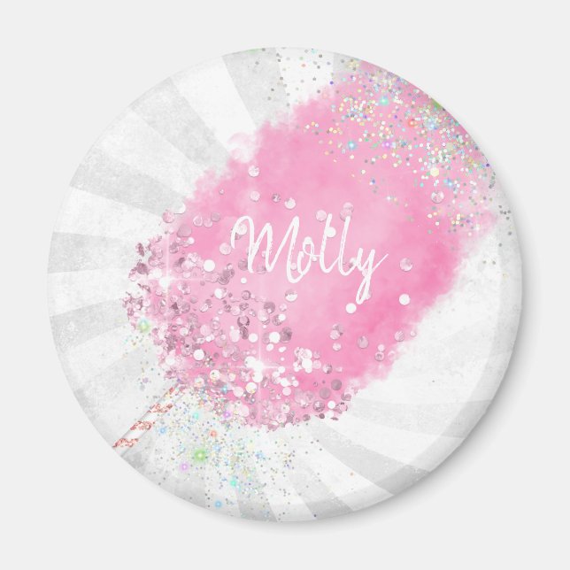 Cotton candy glitter cute pink girly  magnet (Front)