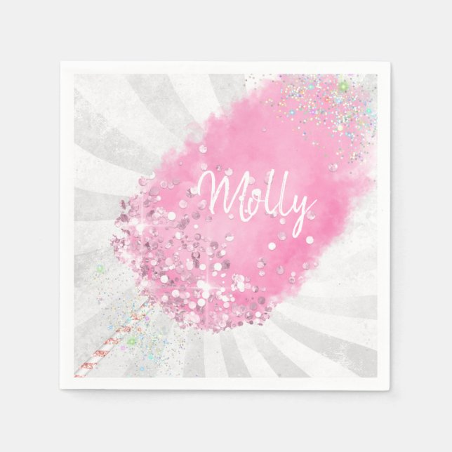 Cotton candy glitter cute pink girly napkin (Front)