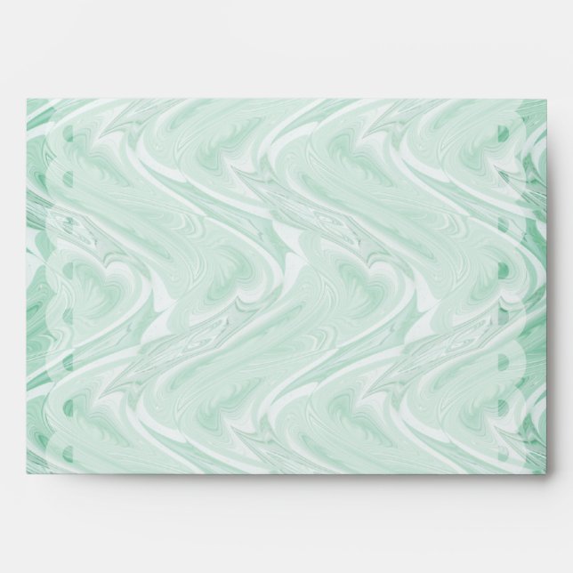 Cotton Candy Green Abstract Scalloped Edges Envelopes (Front)