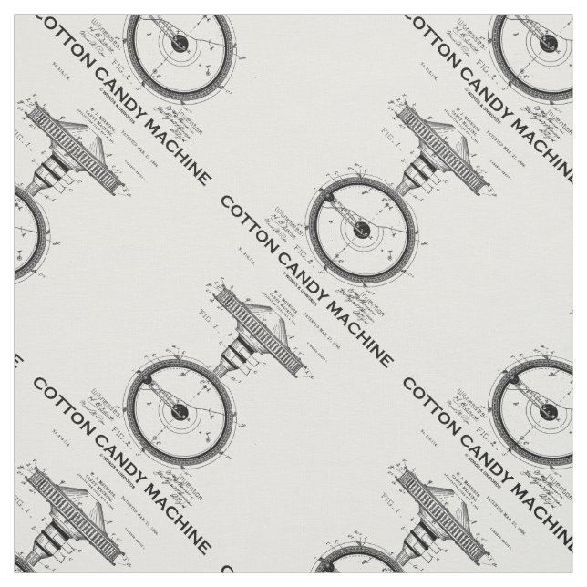 Cotton Candy Machine US Patent Diagram Fabric (Swatch)