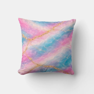 Cotton Candy Marble with Gold Veining Cushion