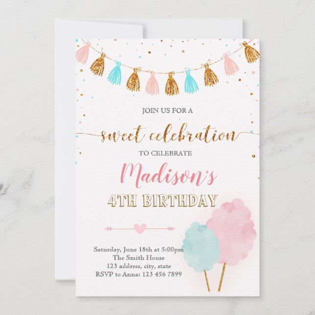 Cotton candy party invitation (Front)