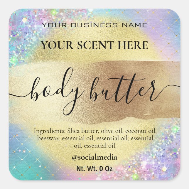 Cotton Candy Pastel Gold Body Butter Labels (Front)