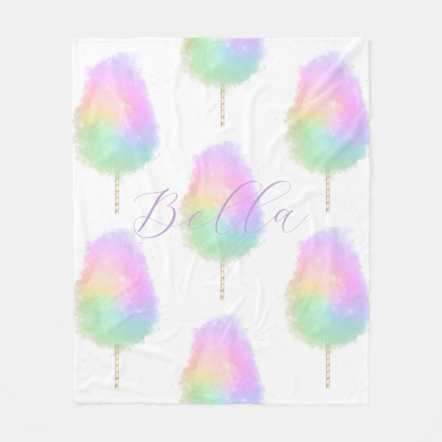 Cotton candy  pastel rainbow watercolor cute fleece blanket (Front)