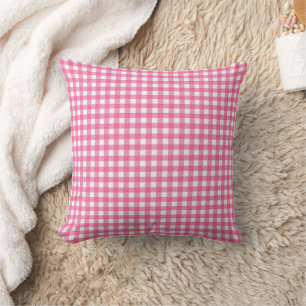 Cotton Candy Pink and White Gingham Plaid Pattern  Cushion
