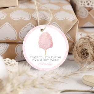 Cotton Candy Pink Birthday Party Favour Classic Round Sticker
