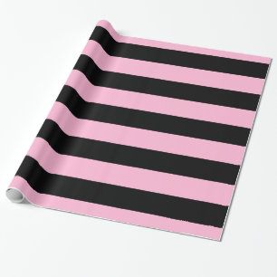 Cotton Candy Pink Black XL Stripes Pattern V Wrapping Paper