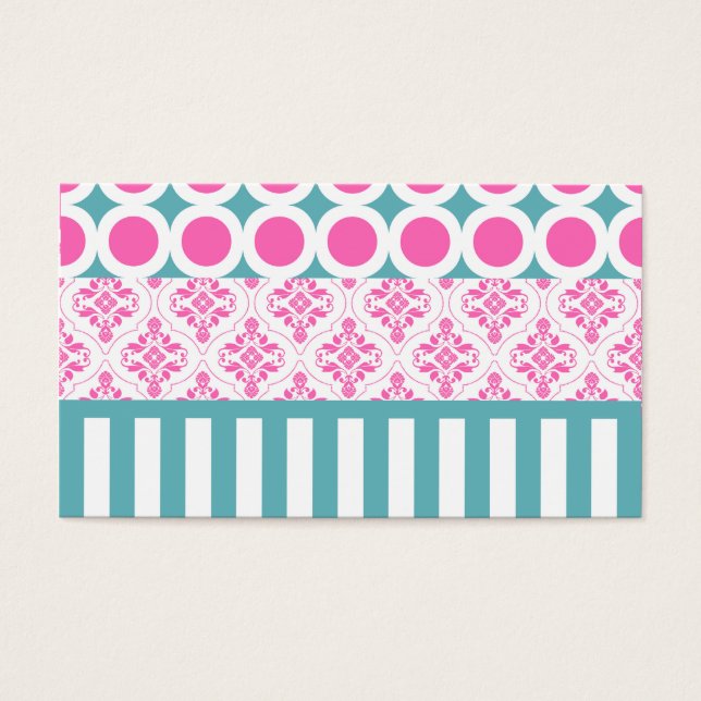 Cotton Candy Pink Blue Circles Stripes Damask Coll (Front)